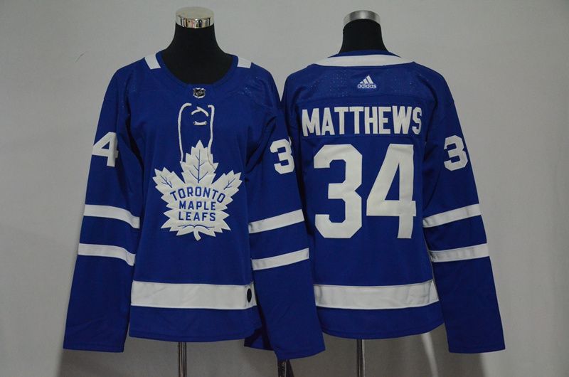 Women Toronto Maple Leafs 34 Matthews Blue Hockey Stitched Adidas NHL Jerseys